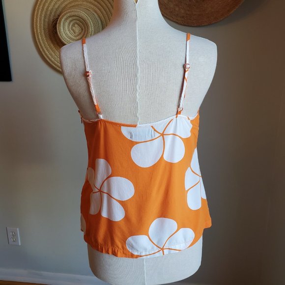 Toes on the Nose Tank Top in Orange, White Flower - Picture 4 of 5